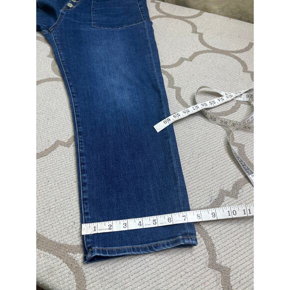 Veronica Beard Arya Straight High Rise button fly bright blue jeans, size 32/14 - Picture 15 of 15